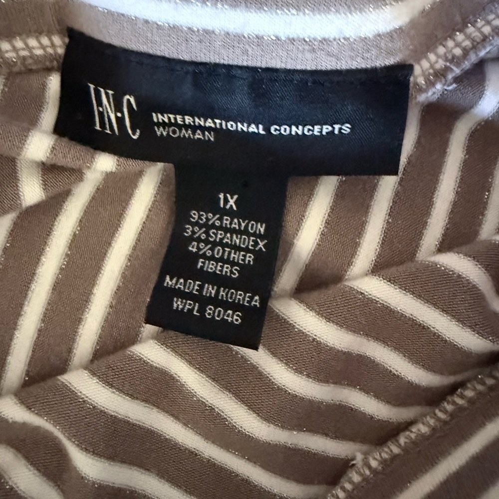 INC International Concepts Tan and White Striped A-Line Skirt - Picture 5 of 5